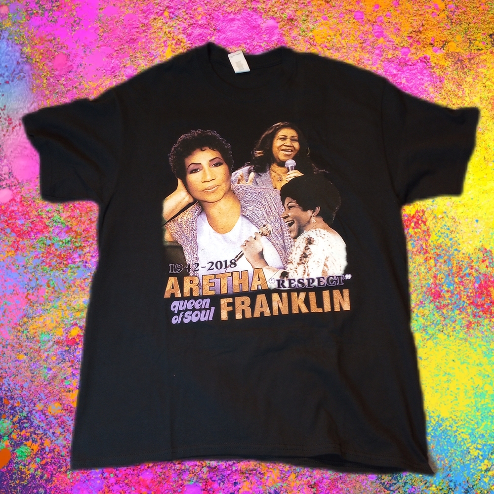 Aretha Franklin Queen Of Soul Memorial Tribute T-Shirt Motown NWOT